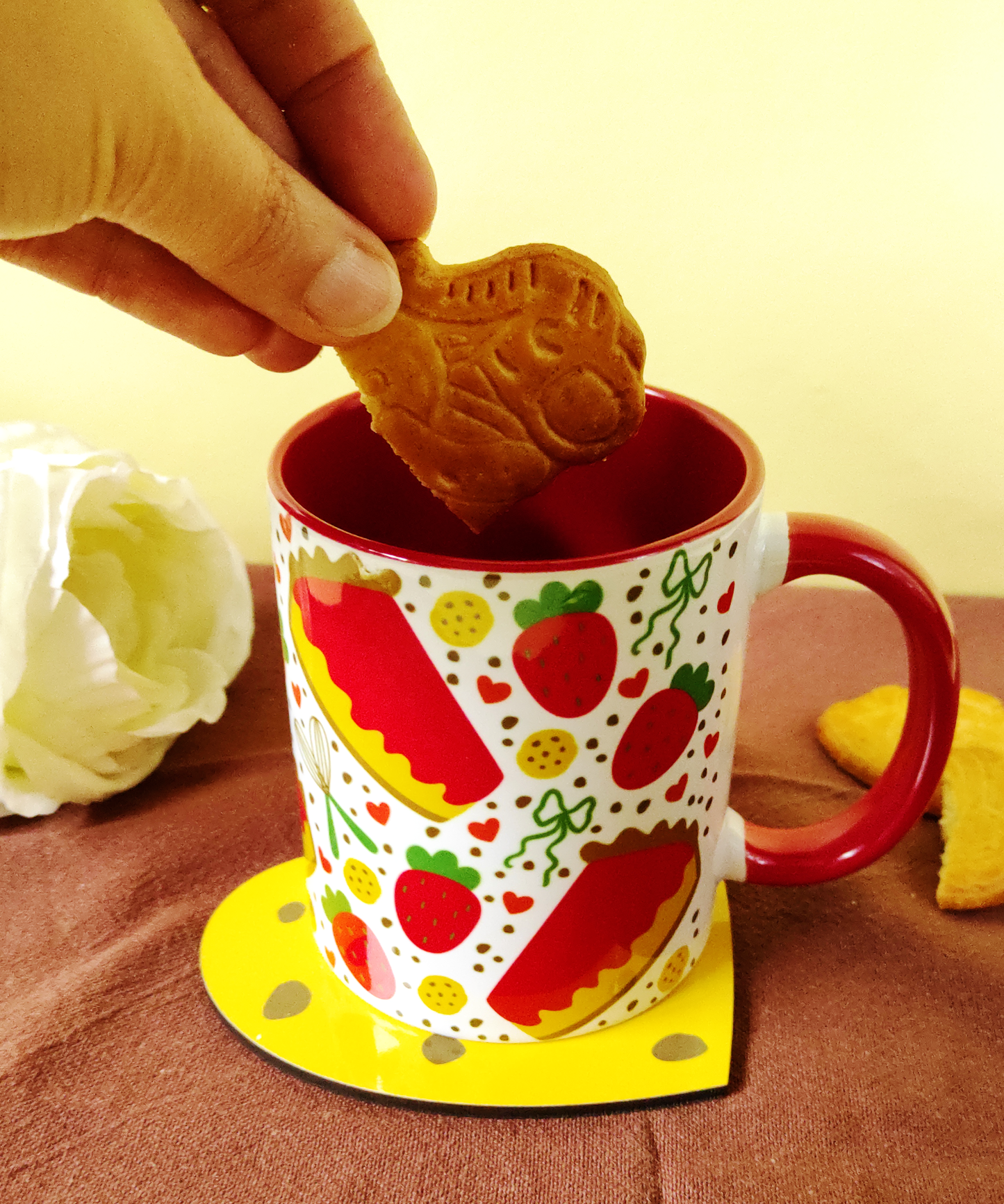 Conjunto caneca e base Cheesecake