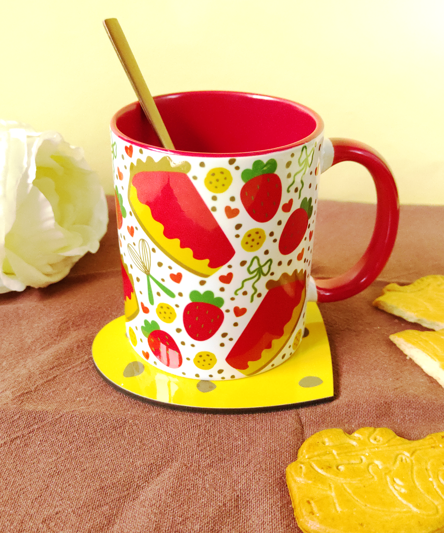 Conjunto caneca e base Cheesecake