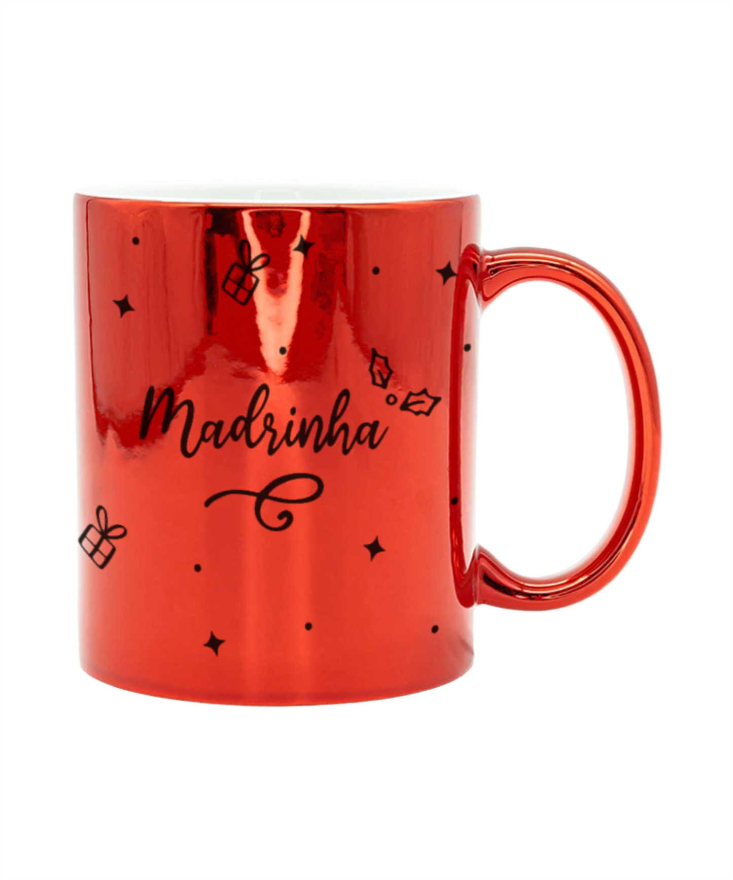 Caneca Metalizada Vermelha Natal - Personalizável com Nome