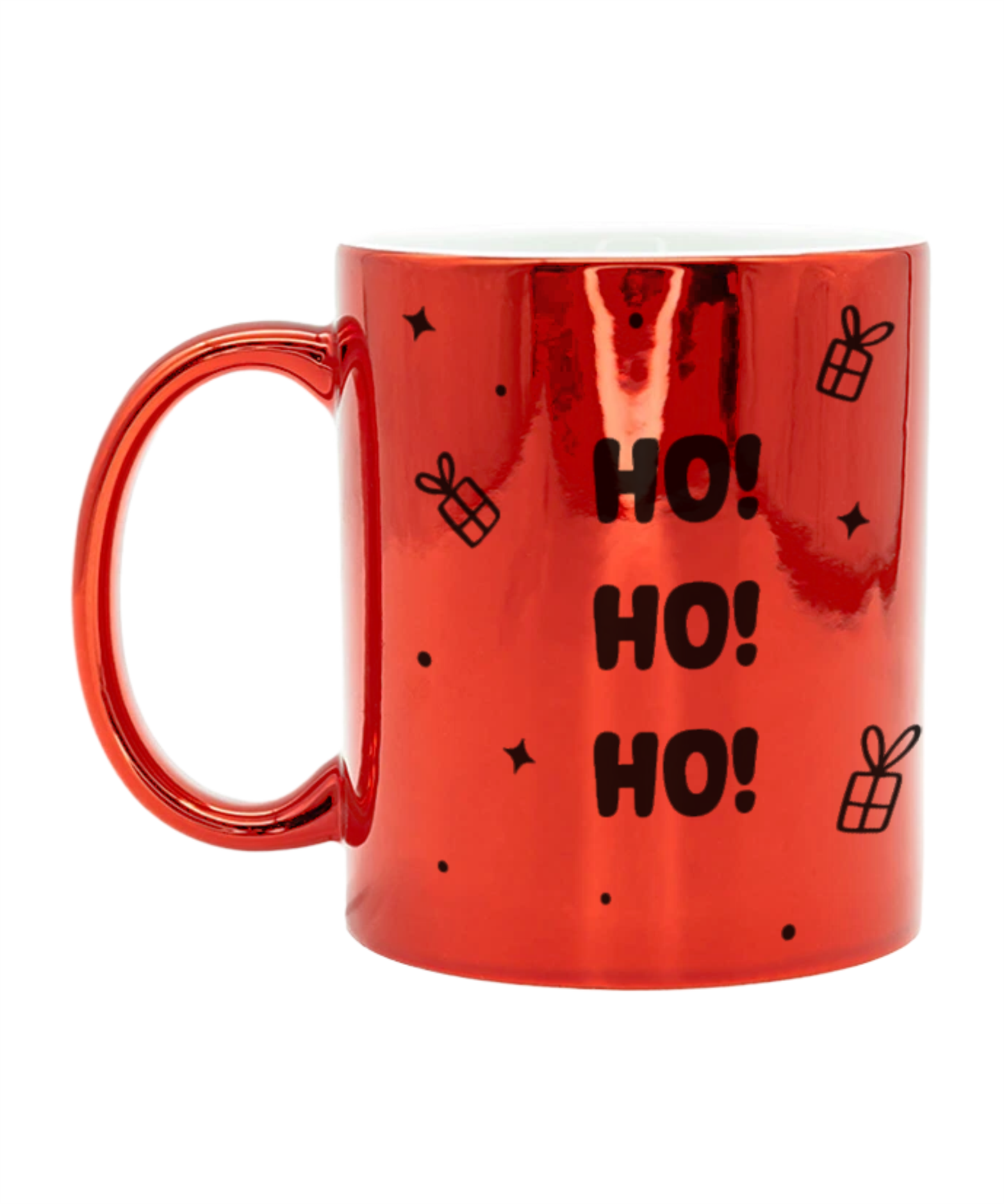 Caneca Metalizada Vermelha "Ho Ho Ho!" - Personalizável com Nome