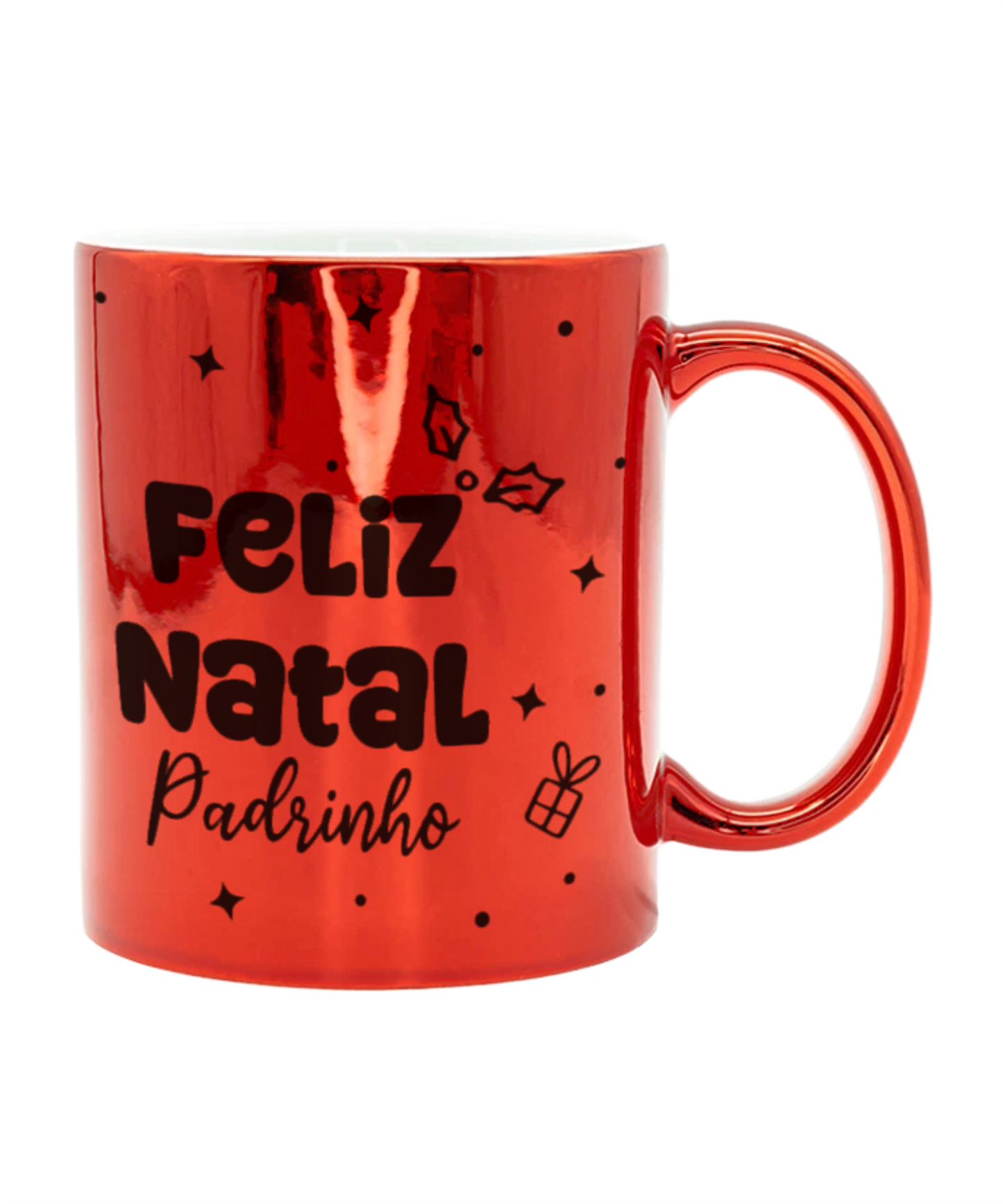 Caneca Metalizada Vermelha "Ho Ho Ho!" - Personalizável com Nome