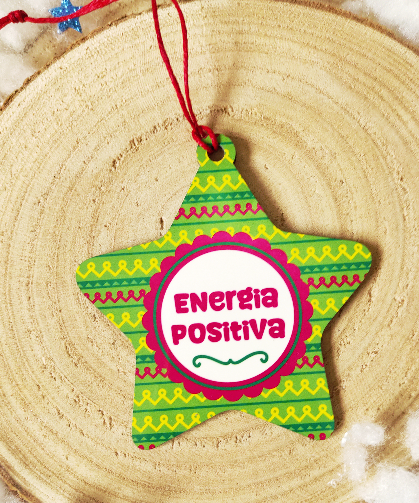 Conjunto de Pendentes em MDF "Desejos de Natal" com saquinho de linho