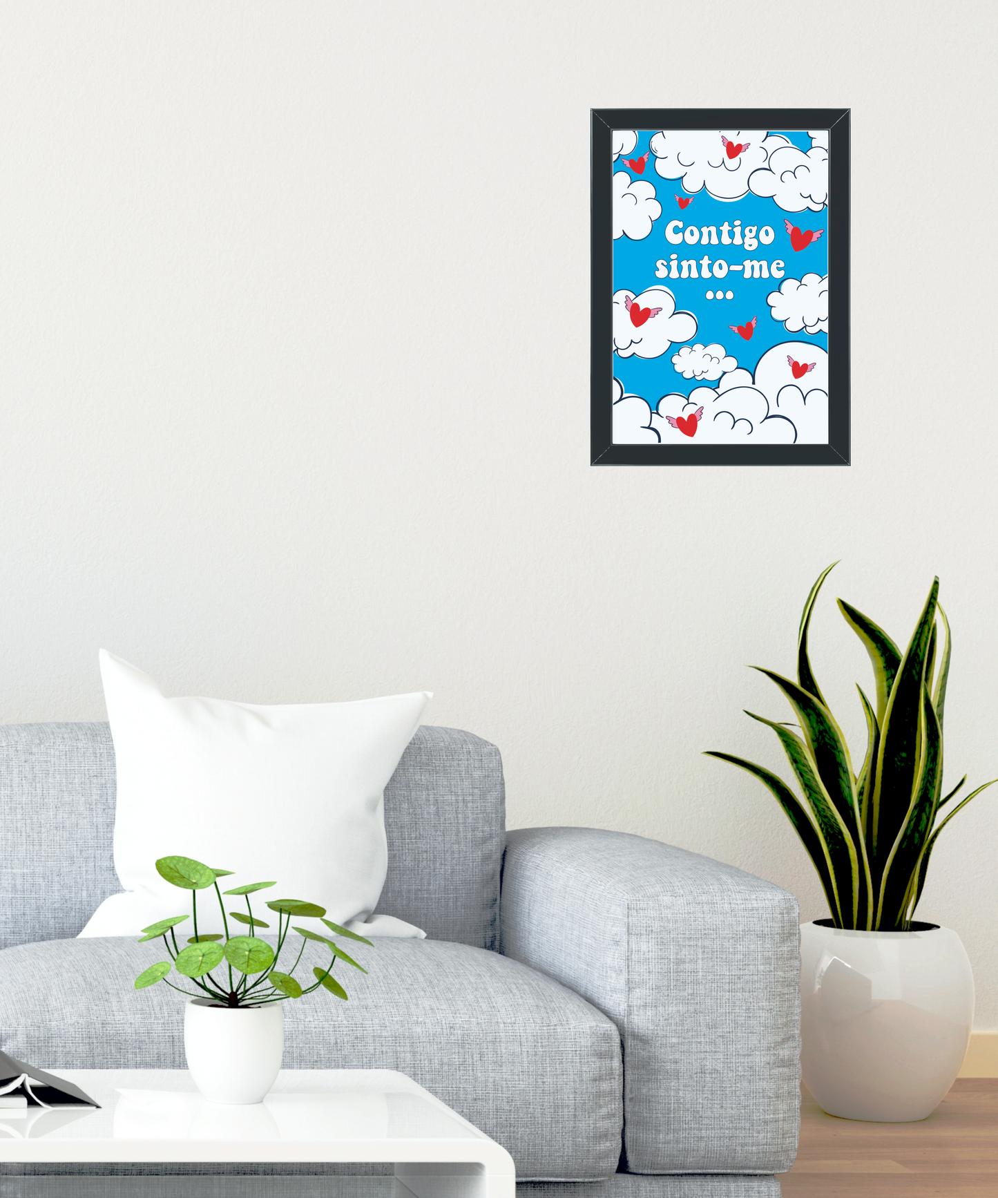 Poster com moldura Contigo sinto-me...
