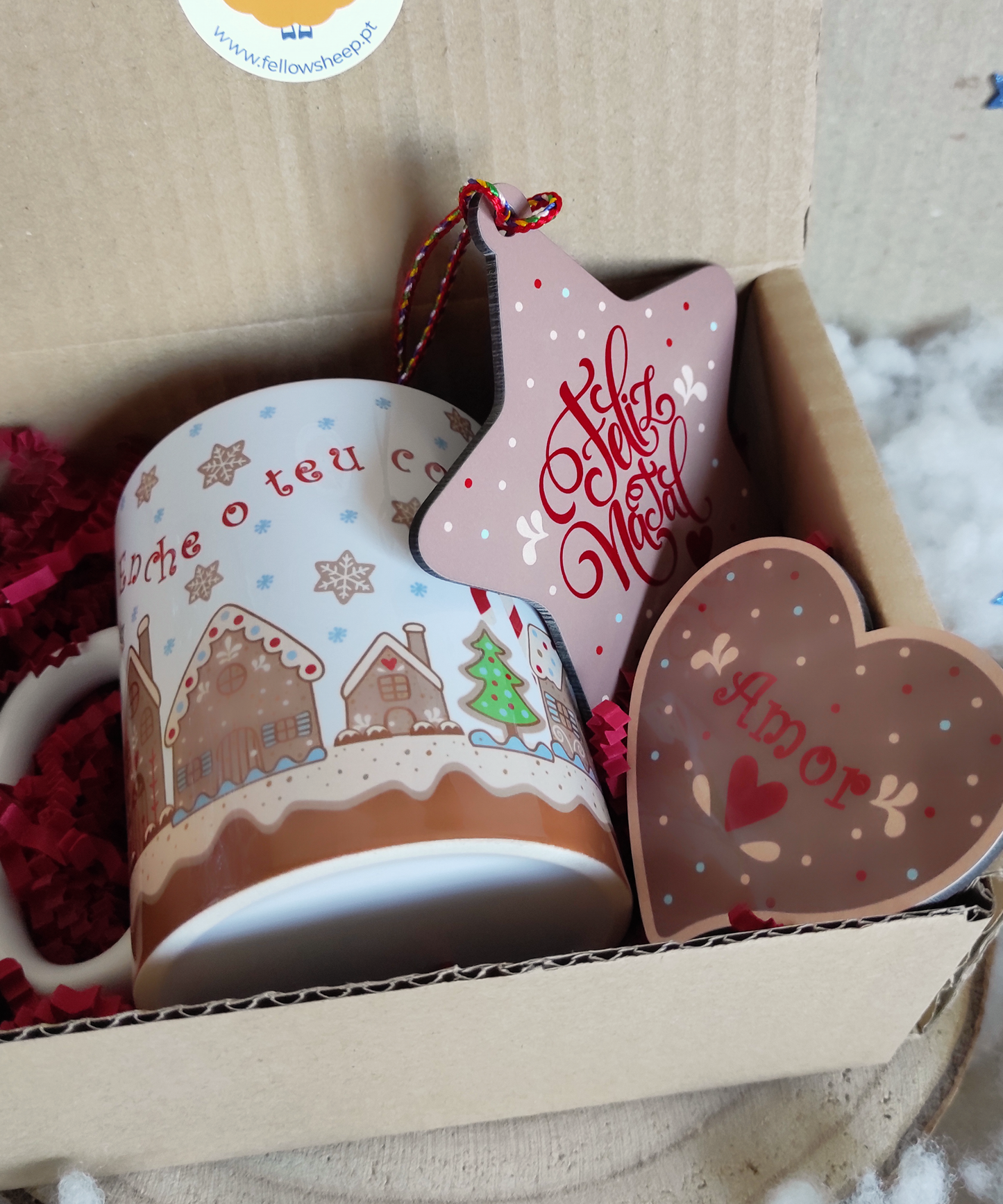 Box caneca, íman e pendente em MDF - Sonhos de Gengibre
