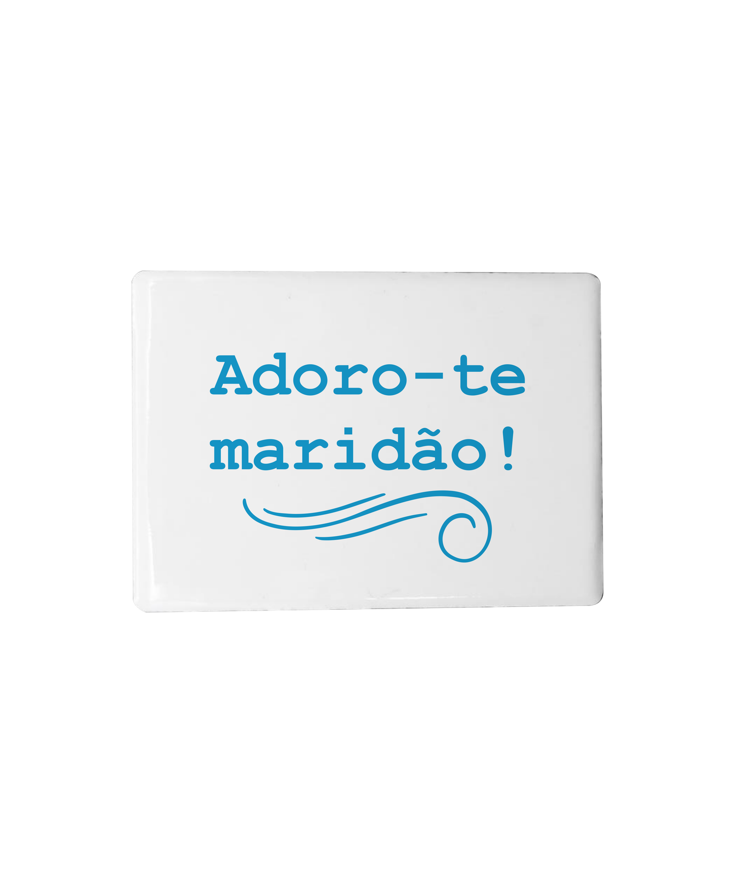 Box Caneca Fluorescente Azul + Íman Retangular de Cerâmica (Marido)