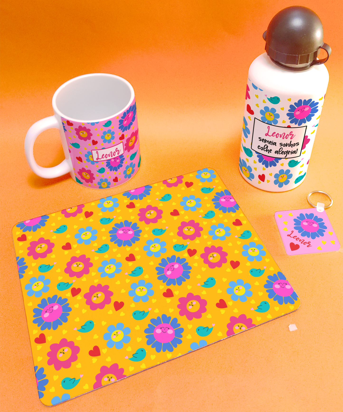Garrafa de Alumínio Personalizada "Flores" - 500 ml