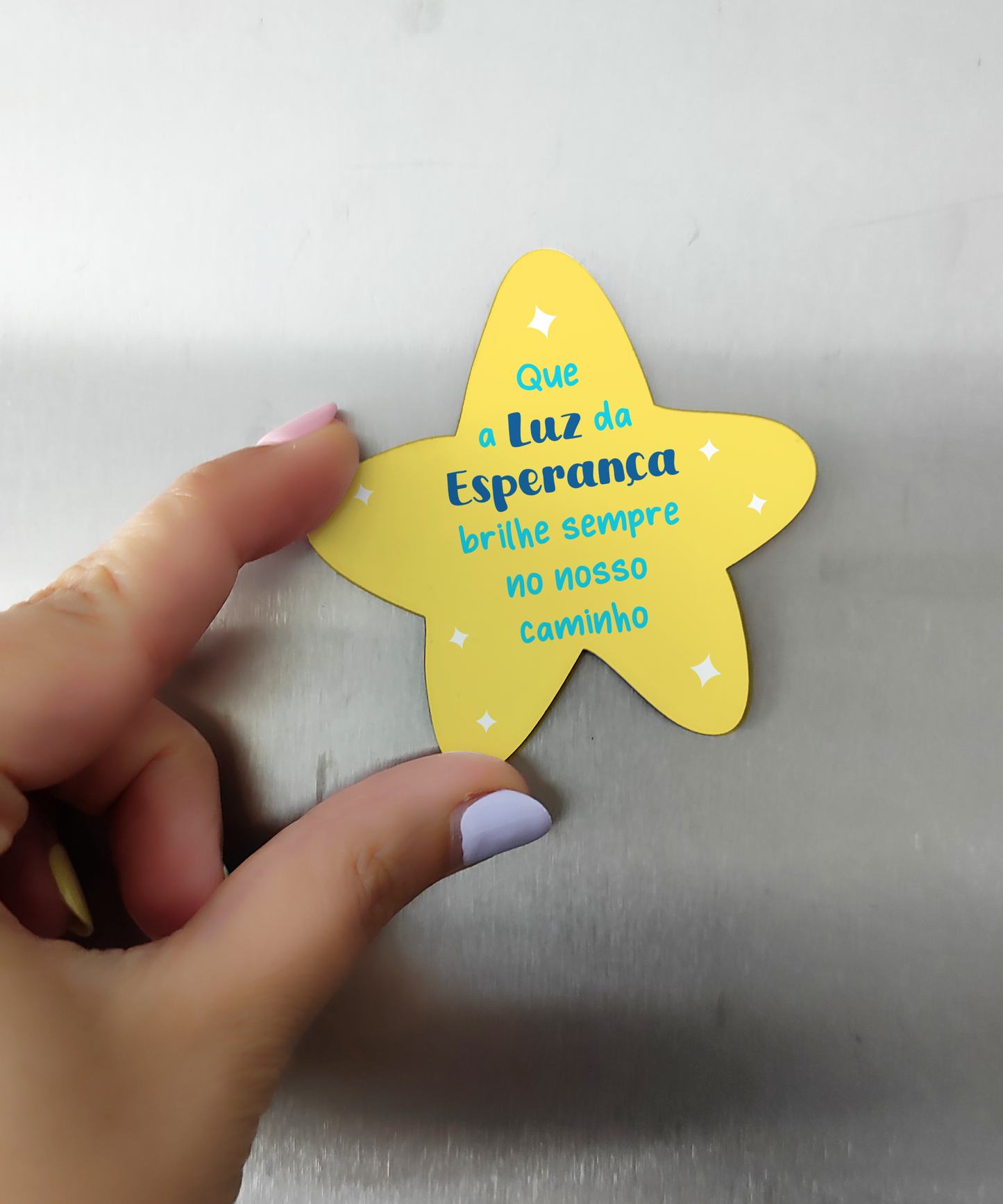 Lembrança de batizado personalizada - Íman estrela em MDF