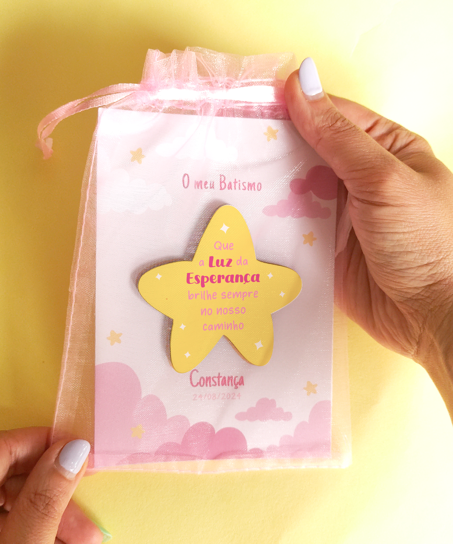 Lembrança de batizado personalizada - Íman estrela em MDF