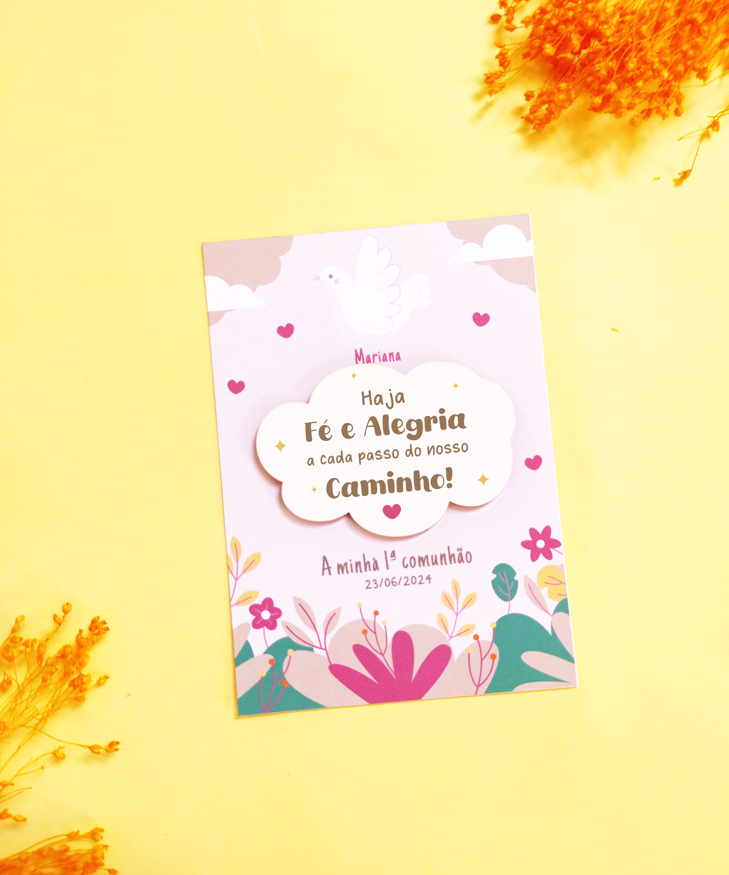 Lembrança de comunhão personalizada - Íman em MDF