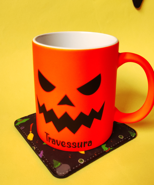 Conjunto Caneca Fluorescente + Base para Copos