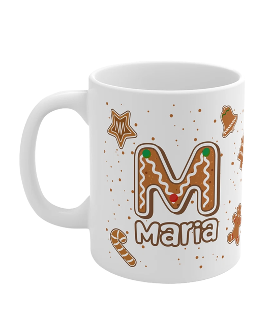 Caneca Personalizada Gingerbread - Nome e Inicial