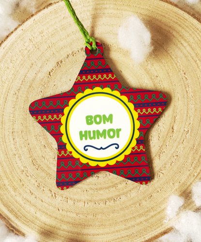Conjunto de Pendentes em MDF "Desejos de Natal" com saquinho de linho