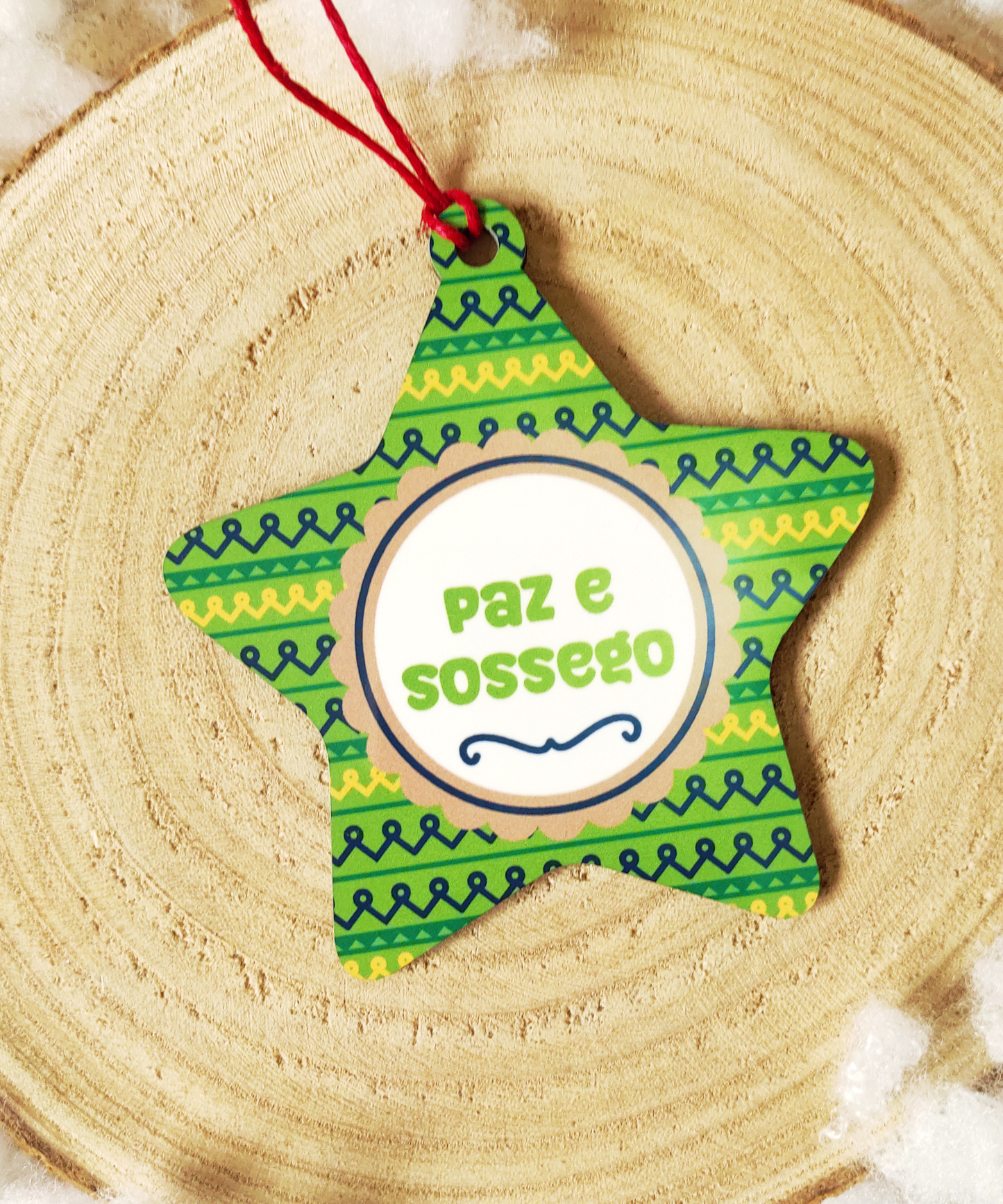 Conjunto de Pendentes em MDF "Desejos de Natal" com saquinho de linho