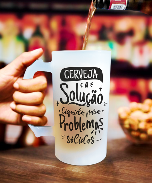 Caneca "Cerveja: A Solução Líquida para Problemas Sólidos"