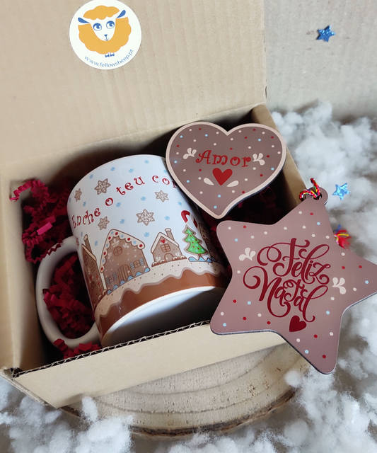 Box caneca, íman e pendente em MDF - Sonhos de Gengibre