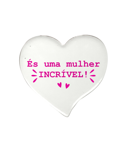 Box Caneca Rosa + Íman Coração de Cerâmica (Esposa)