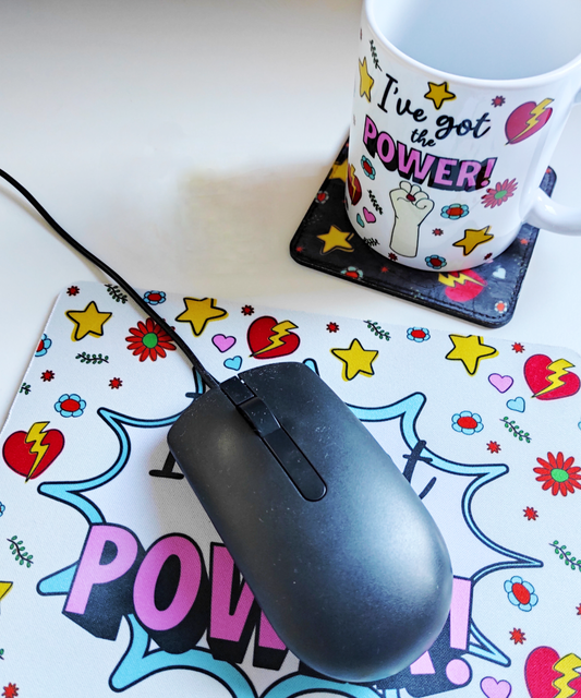 Box caneca, base para copos e tapete de rato "I've Got the Power"