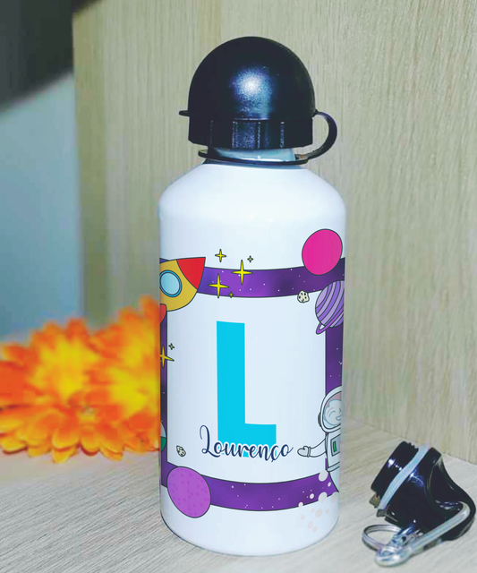 Garrafa de Alumínio 500 ml personalizada com Nome e Inicial - Espaço
