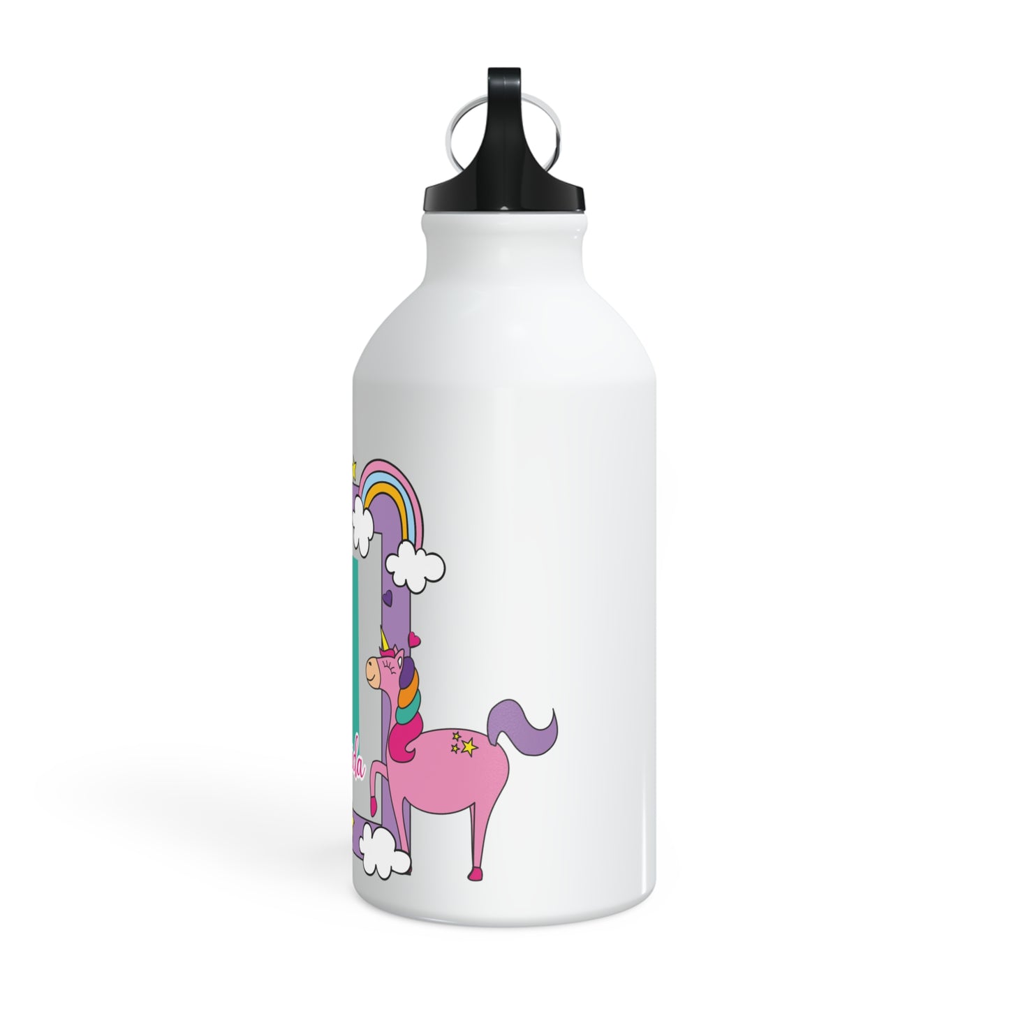 Garrafa de Alumínio 500 ml personalizada com Nome e Inicial - Unicórnio